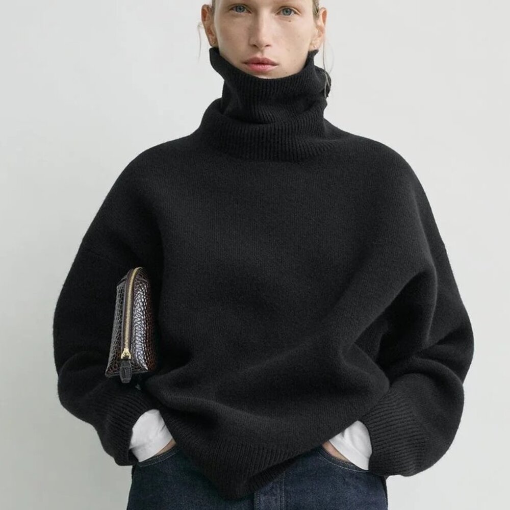 TOTEME Double-knit turtleneck black